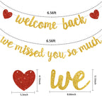 RICHHHA Glitter Gold Welcome Back Banner - Pre-Assembled No DIY for Homecoming & Back-to-School