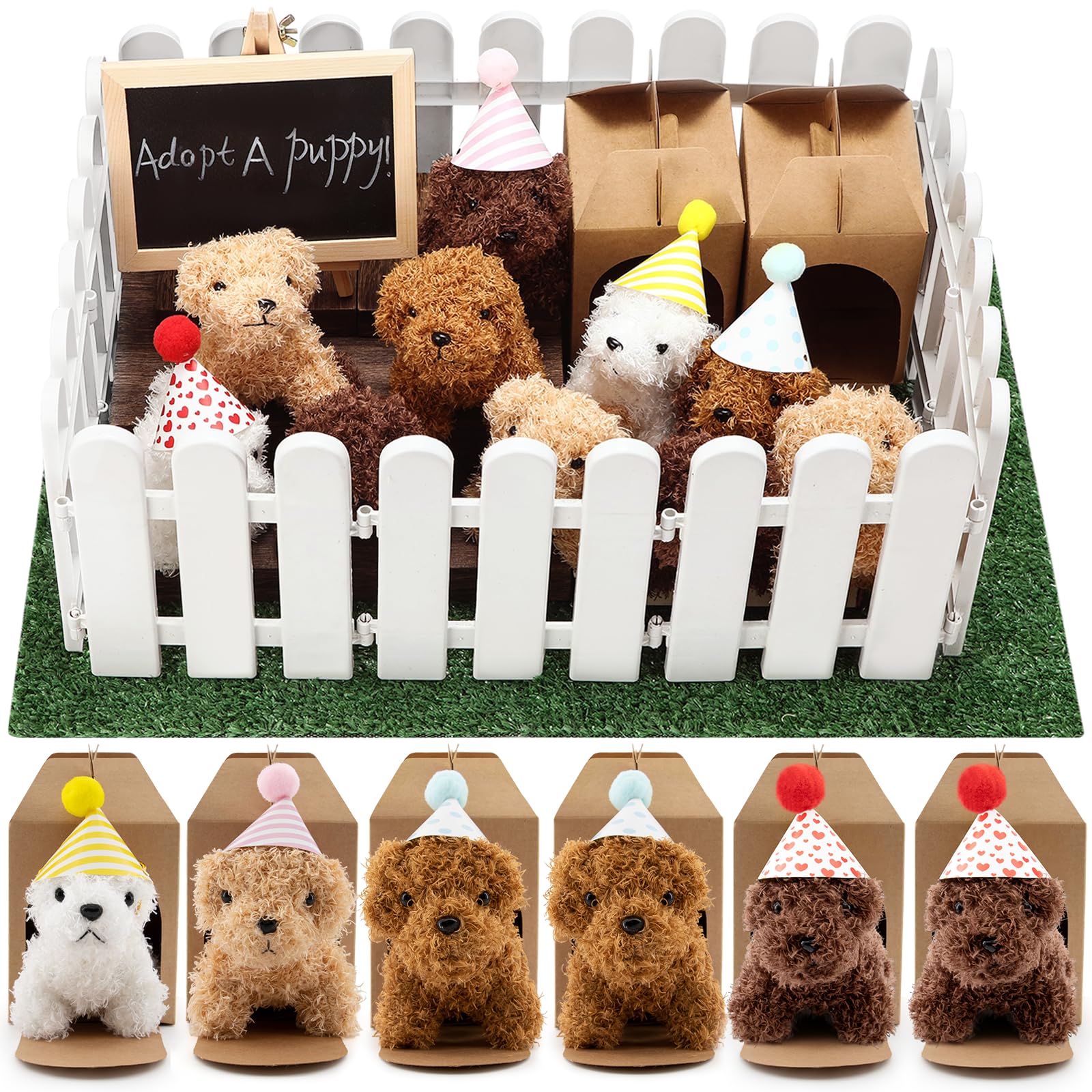 Rigibright 90-Piece Adopt A Puppy Party Favors Set – Mini Plush Dogs & Accessories