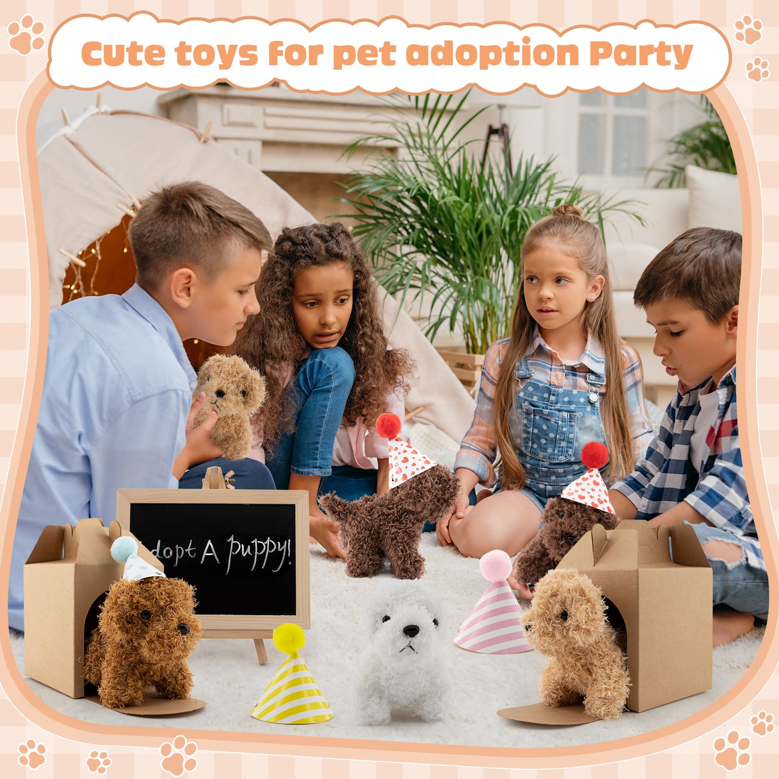 Rigibright 90-Piece Adopt A Puppy Party Favors Set – Mini Plush Dogs & Accessories
