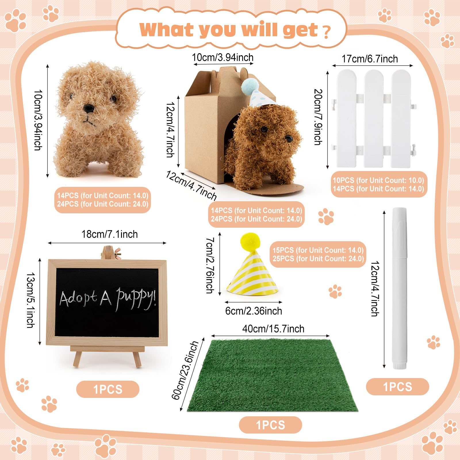 Rigibright 90-Piece Adopt A Puppy Party Favors Set – Mini Plush Dogs & Accessories