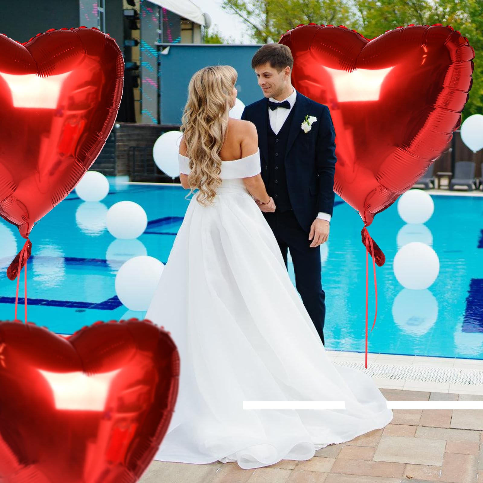 RIMYIUKU 4-Pack 36-Inch Red Heart Shaped Mylar Balloons – Self-Sealing & Reusable
