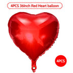 RIMYIUKU 4-Pack 36-Inch Red Heart Shaped Mylar Balloons – Self-Sealing & Reusable