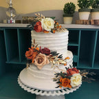 Rinlong 3Pcs Pre-made Cake Topper Flowers – Boho Burnt Orange Fall Cake Decor