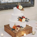 Rinlong 3Pcs Pre-made Cake Topper Flowers – Boho Burnt Orange Fall Cake Decor