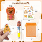 Rinziigo Capybara Party Favor Gift Set – 24 Squeeze Toys, 4-in-1 Pens, Stickers & Bags