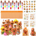Rinziigo Capybara Party Favor Gift Set – 24 Squeeze Toys, 4-in-1 Pens, Stickers & Bags