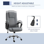 Vinsetto Office Chair, Computer Desk Chair, Linen Fabric Swivel Chair with Adjustable Height, Rolling Wheels for Home and Study, Grey