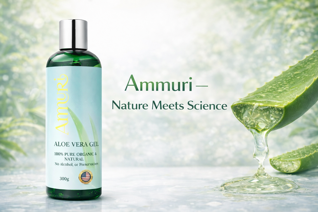 Ammuri Bio Aloe Vera Gel 300g – Reines Naturprodukt, 5er-Pack für Gesicht & Körper