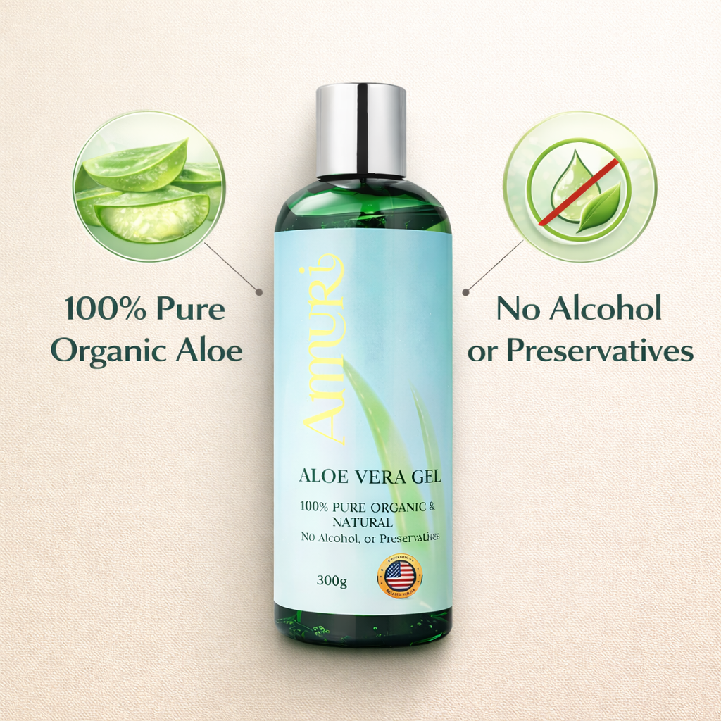 Ammuri Bio Aloe Vera Gel 300g – Reines Naturprodukt, 5er-Pack für Gesicht & Körper