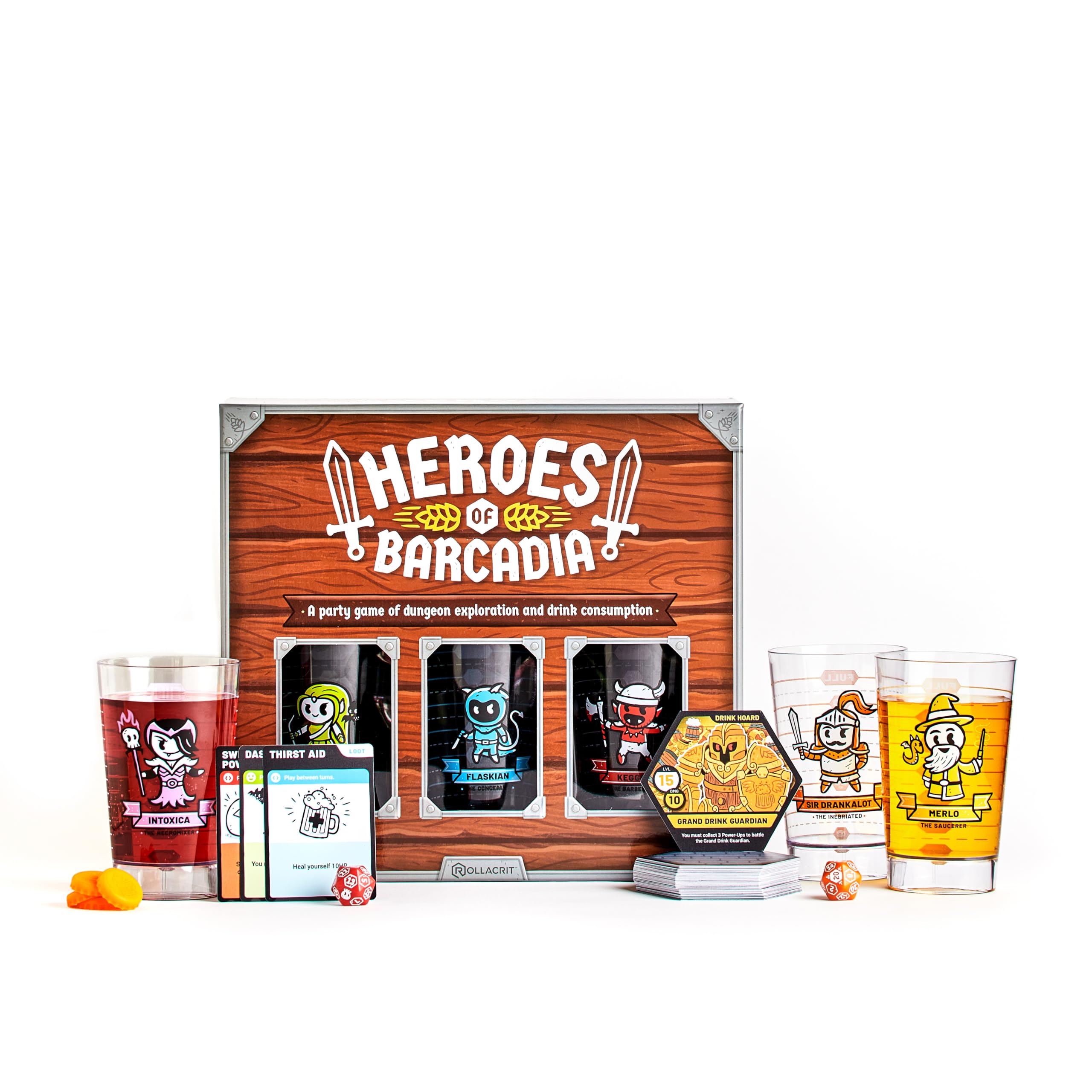 Rollacrit Heroes of Barcadia Board Game – Battle Monsters with The Liquid Life System