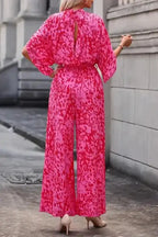 Stylish Rose Leopard Jumpsuit - Loose Fit
