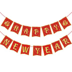 Rosulasi Chinese New Year Decorations 2026 | Red & Gold 16.4Ft Happy Lunar Banner & Bunting