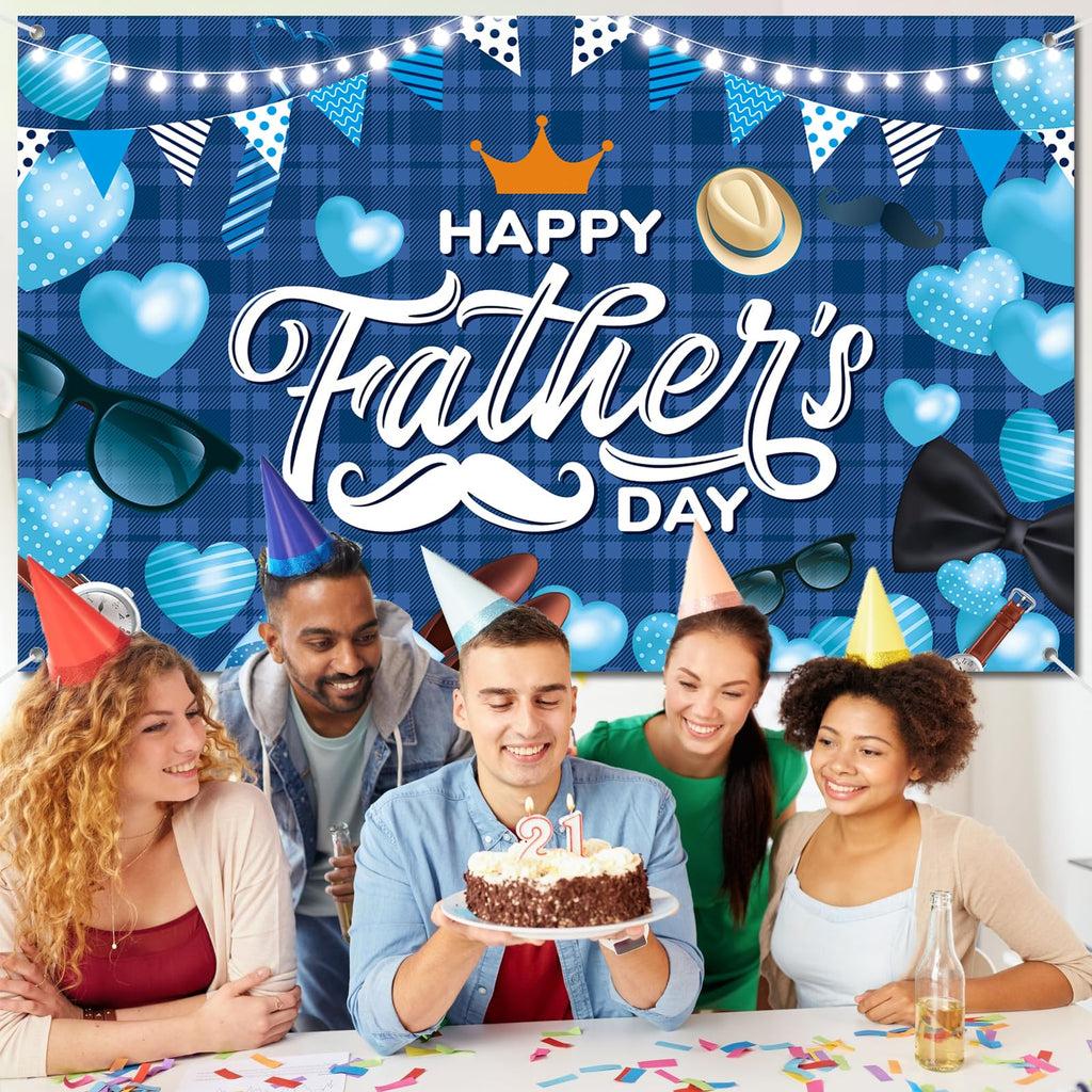 Rosulasi Happy Fathers Day Banner – Extra Large 70.9x45.3in Backdrop for Photos, Indoor & Outdoor