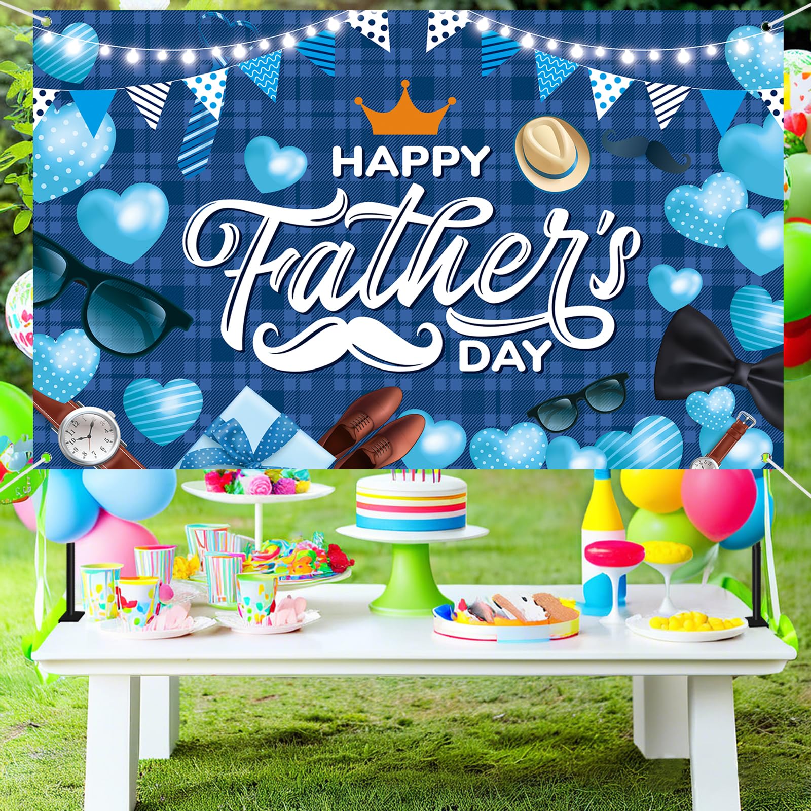 Rosulasi Happy Fathers Day Banner – Extra Large 70.9x45.3in Backdrop for Photos, Indoor & Outdoor