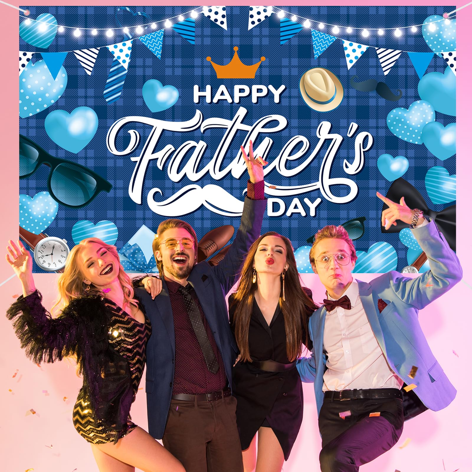 Rosulasi Happy Fathers Day Banner – Extra Large 70.9x45.3in Backdrop for Photos, Indoor & Outdoor
