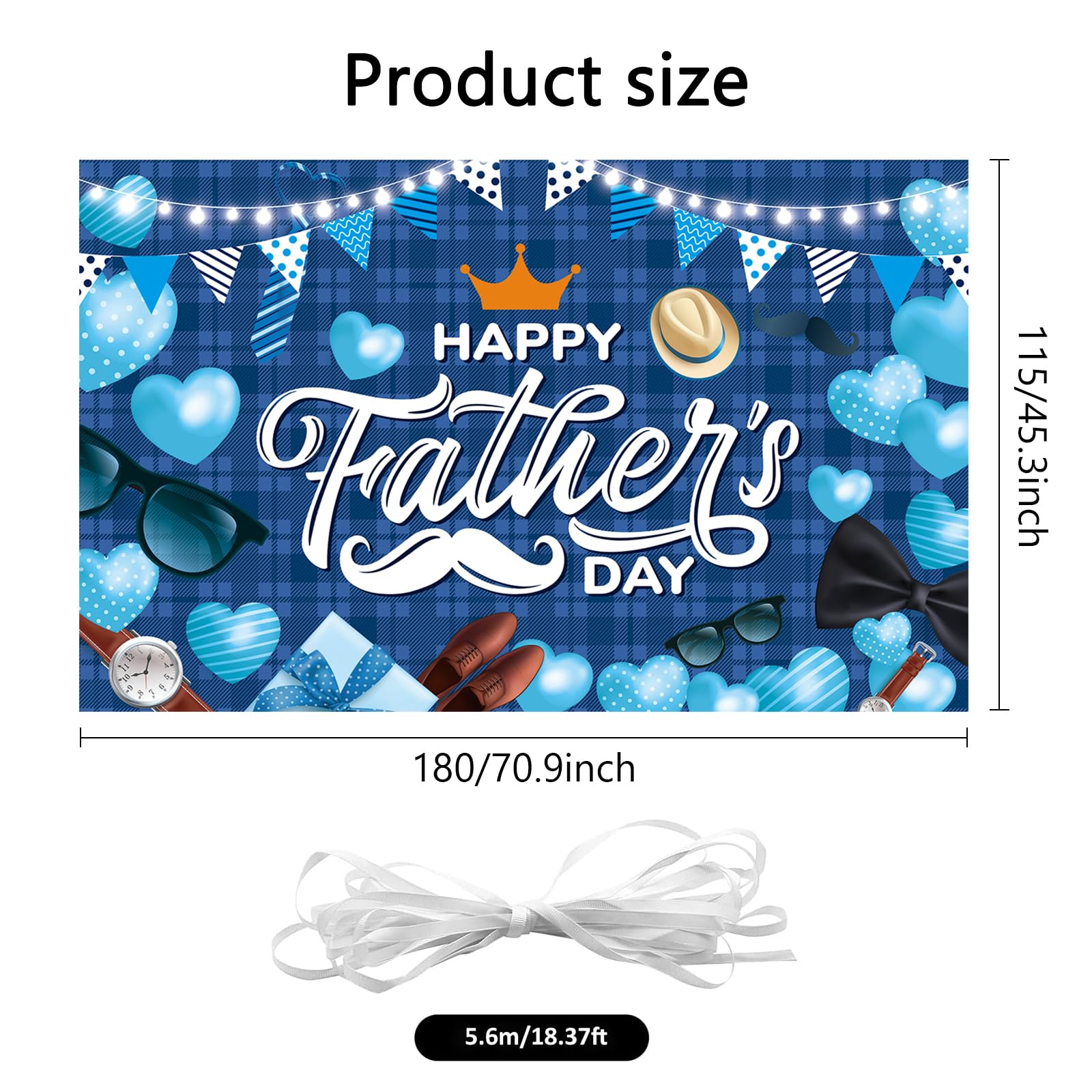 Rosulasi Happy Fathers Day Banner – Extra Large 70.9x45.3in Backdrop for Photos, Indoor & Outdoor