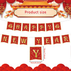 Rosulasi Chinese New Year Decorations 2026 | Red & Gold 16.4Ft Happy Lunar Banner & Bunting