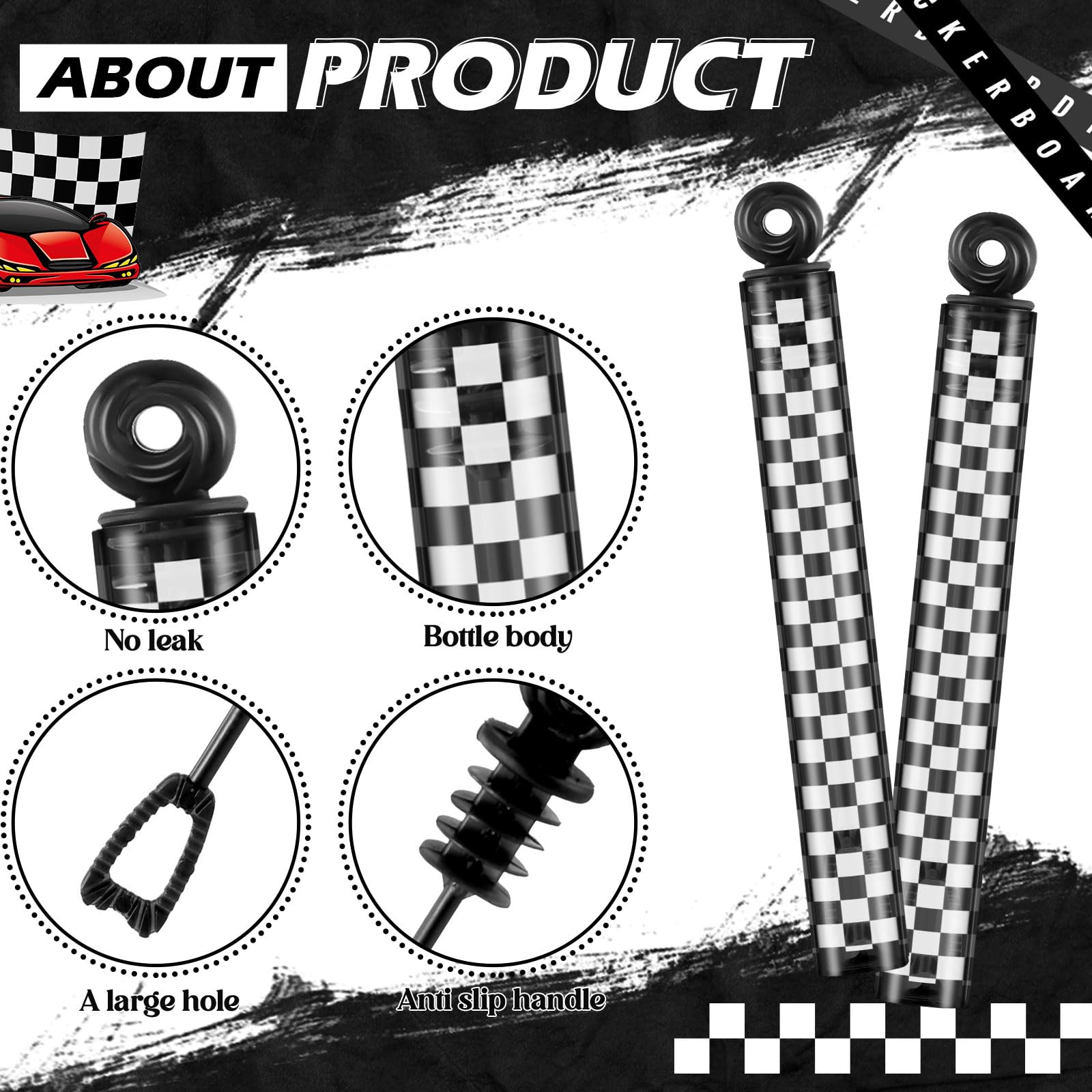 Rotatingpals 32 Pcs Checkered Bubble Wands – Black & White Race Car Party Favors