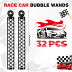 Rotatingpals 32 Pcs Checkered Bubble Wands – Black & White Race Car Party Favors
