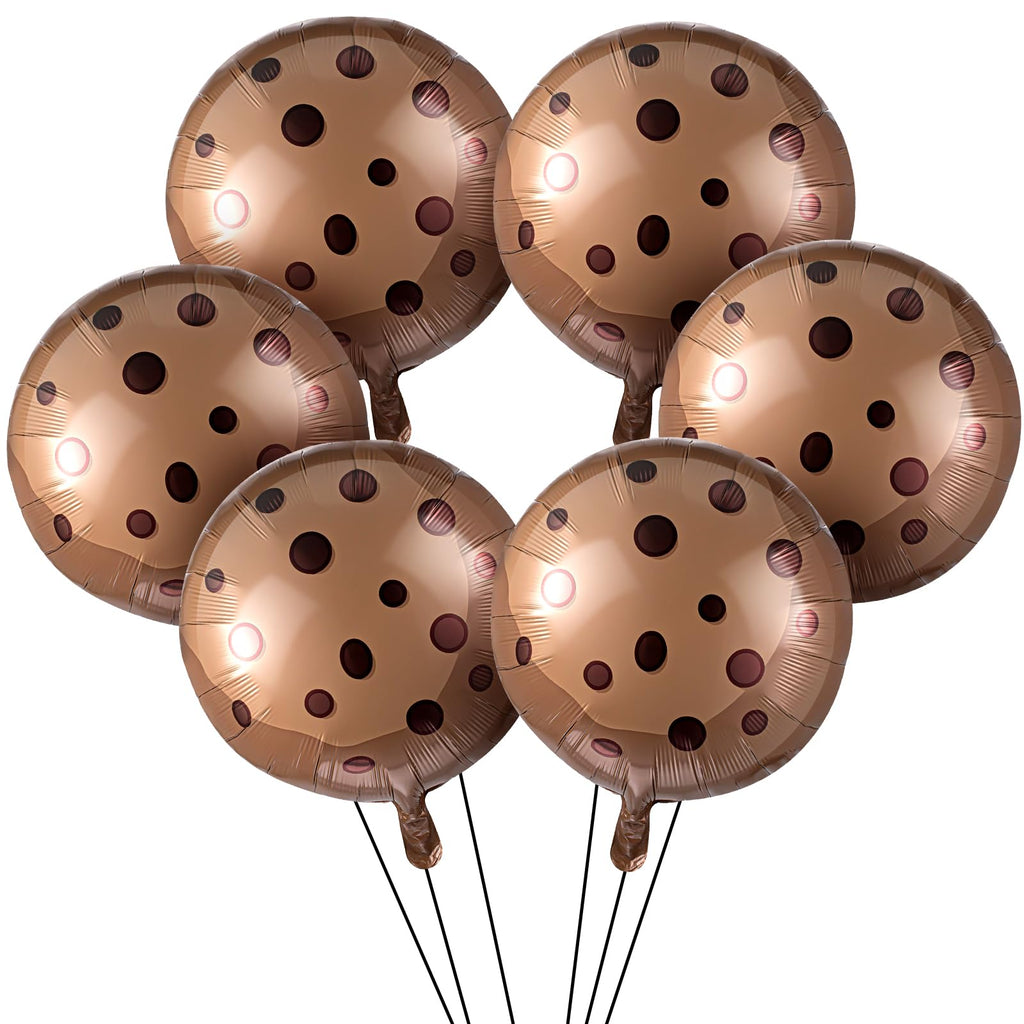 RoundFunny 24 Pcs 21 Inch Chocolate Chip Cookie Balloons – Foil Party Decor Bulk