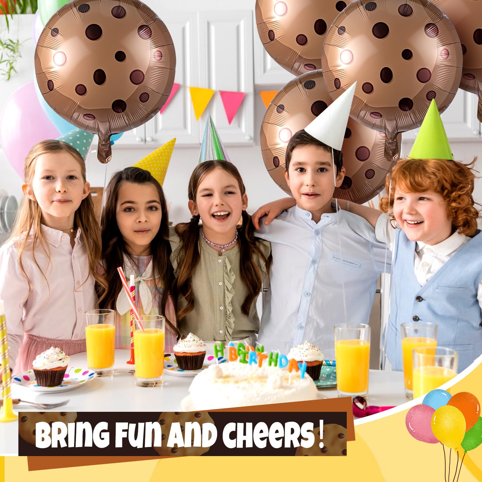 RoundFunny 24 Pcs 21 Inch Chocolate Chip Cookie Balloons – Foil Party Decor Bulk