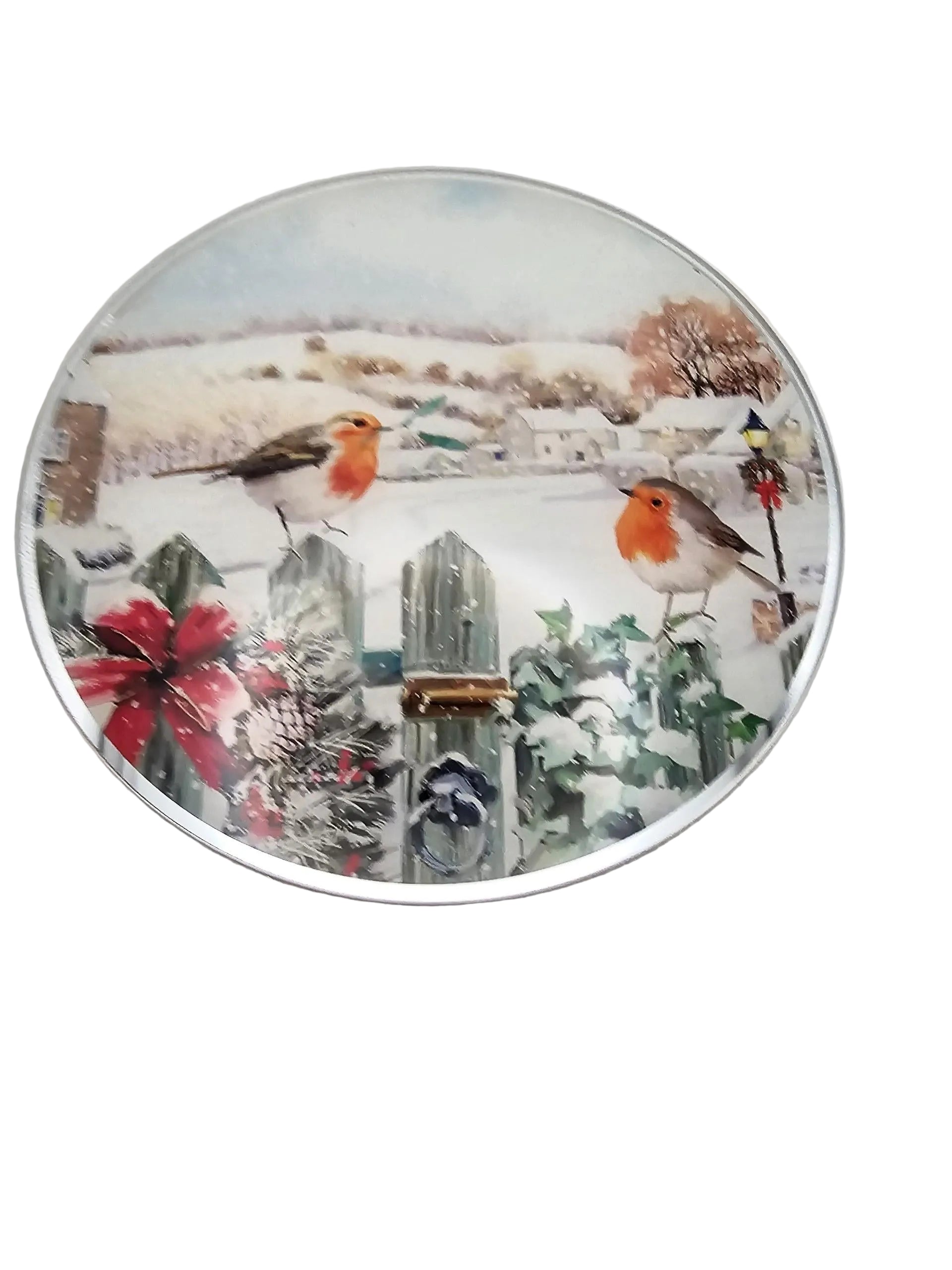 christmas round  tiviot  robin   plate