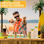 Rtteri 100 Pcs 12oz Luau Cups – Plastic Coconut Tree Wave Design for Summer Beach Parties