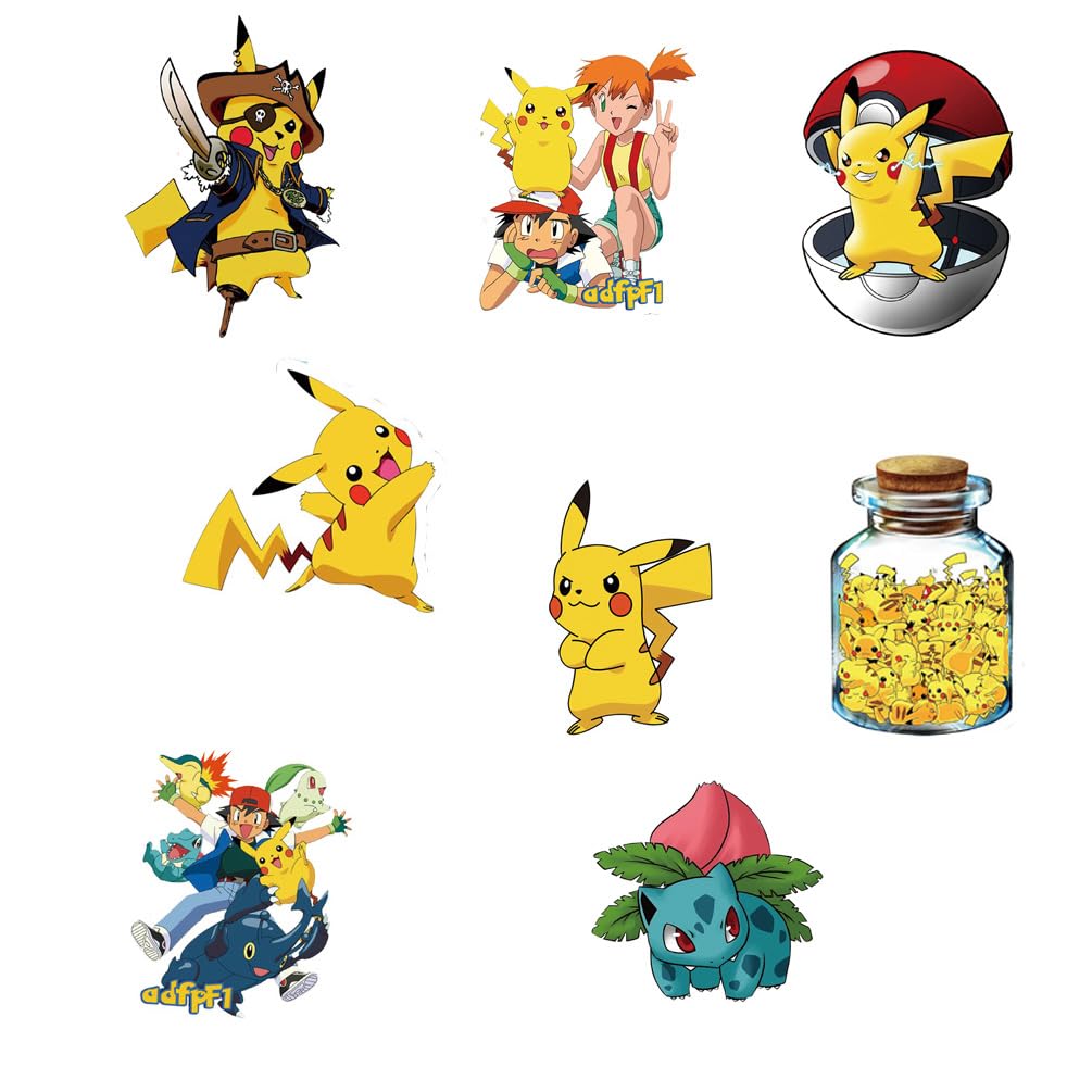 Rubang 50Pcs Cute Pokemon Stickers – Waterproof Vinyl Decals for Laptop, Water Bottle & More