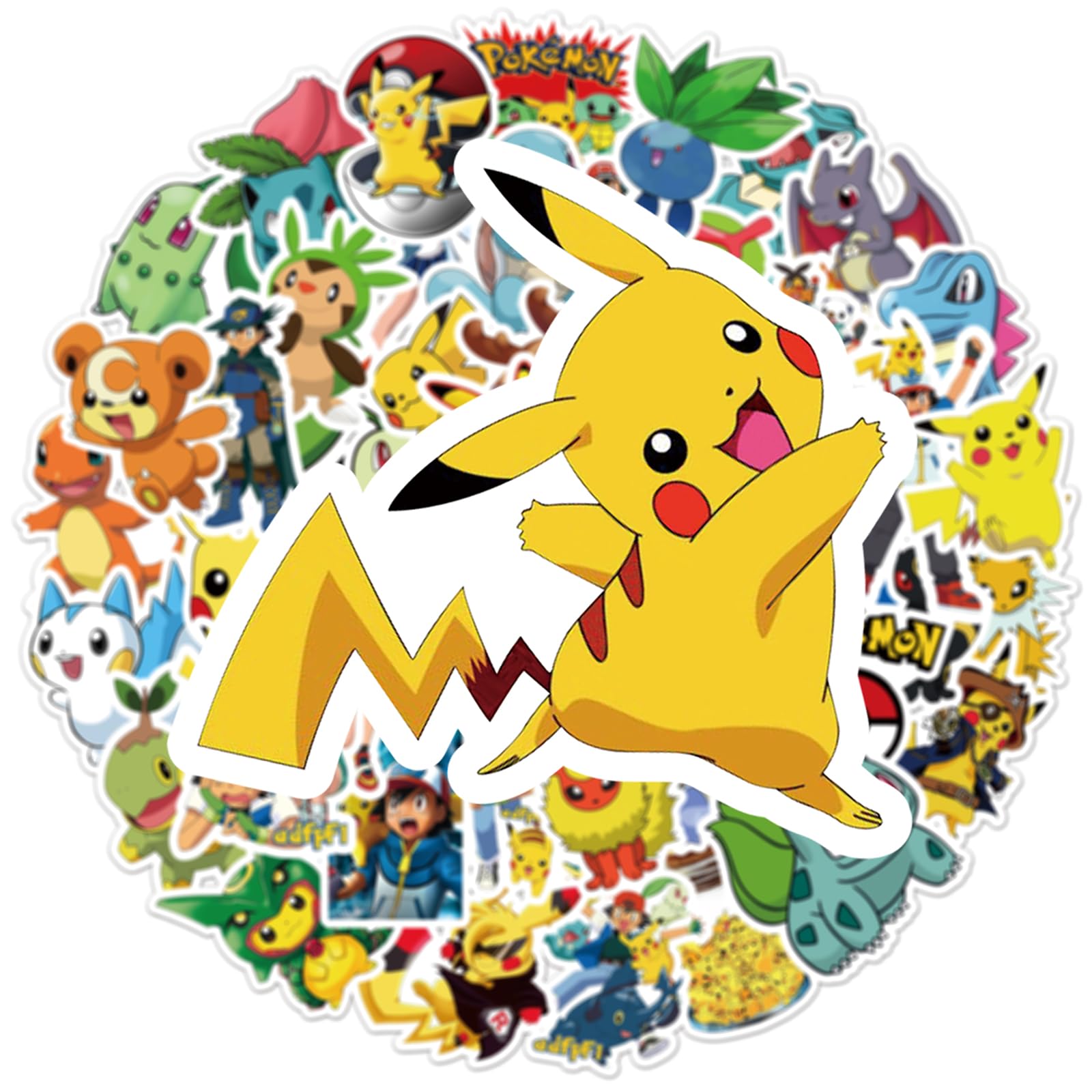 Rubang 50Pcs Cute Pokemon Stickers – Waterproof Vinyl Decals for Laptop, Water Bottle & More