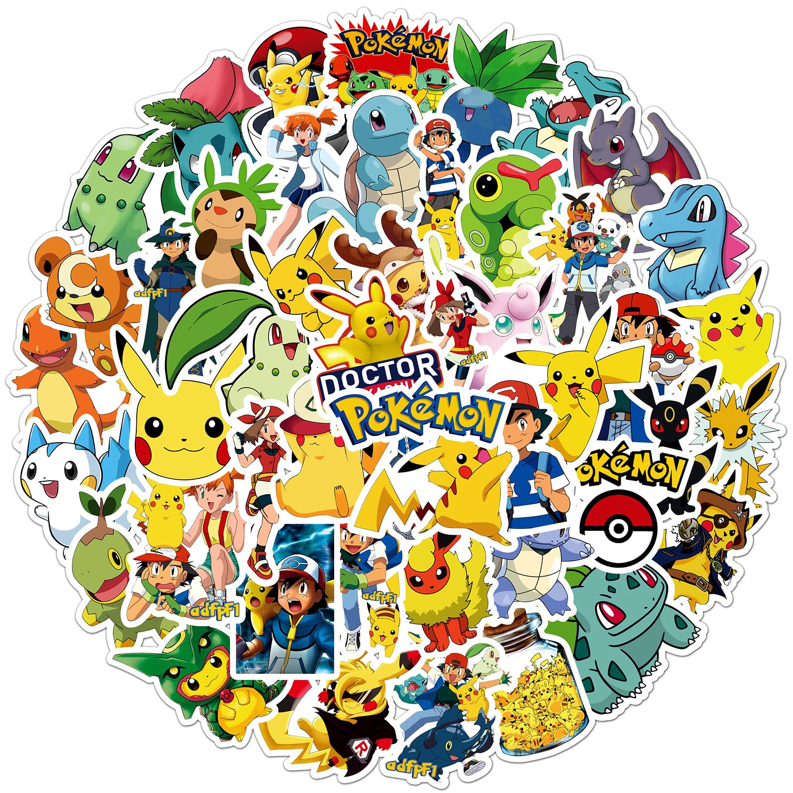 Rubang 50Pcs Cute Pokemon Stickers – Waterproof Vinyl Decals for Laptop, Water Bottle & More