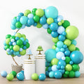 RUBFAC 129pcs Blue Green Balloons Kit – 18/12/10/5in for Garland Arch
