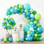 RUBFAC 129pcs Blue Green Balloons Kit – 18/12/10/5in for Garland Arch