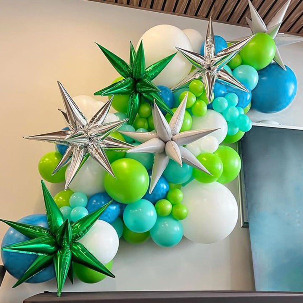 RUBFAC 129pcs Blue Green Balloons Kit – 18/12/10/5in for Garland Arch