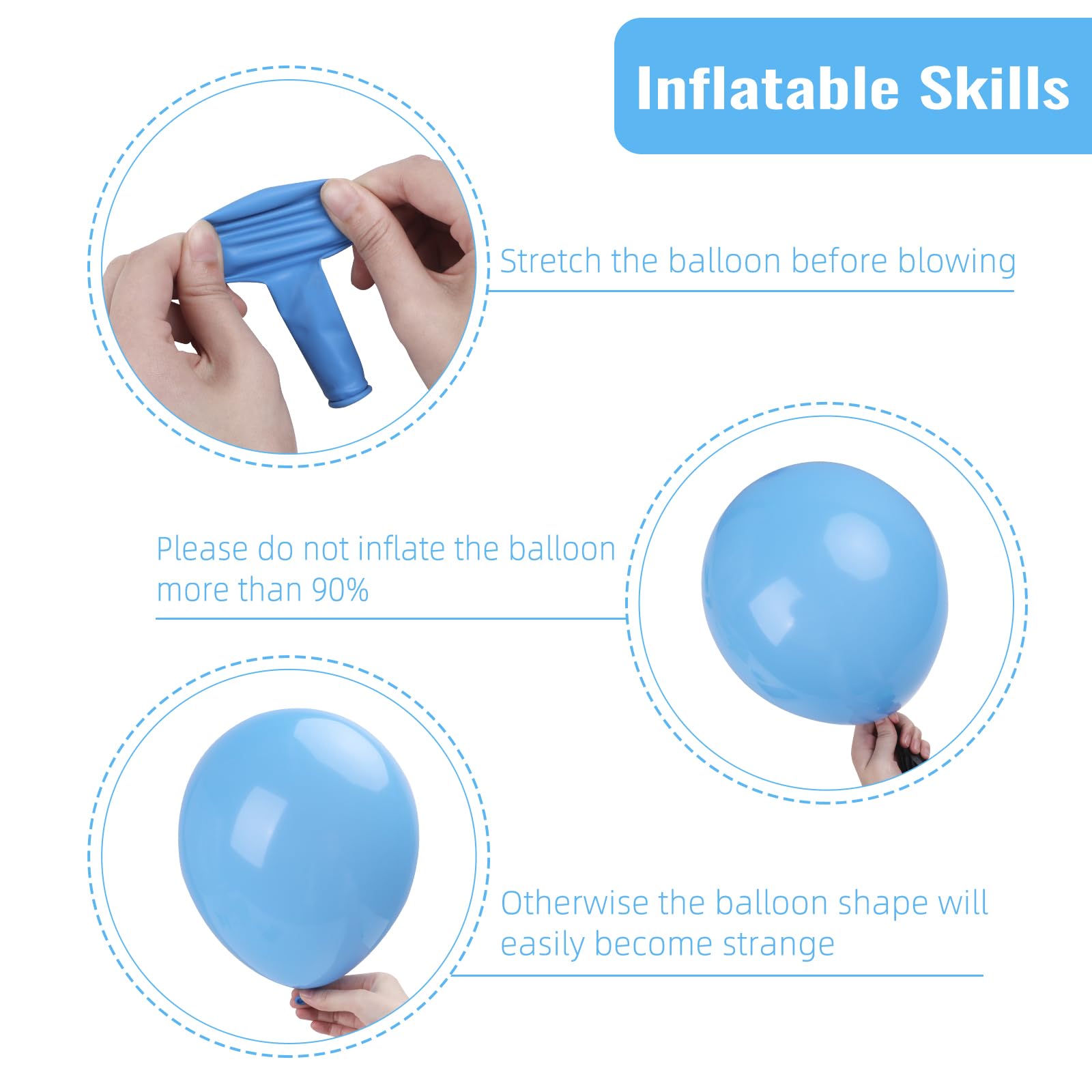 RUBFAC 129pcs Light Blue Balloons Kit – 18/12/10/5 Inch for Garlands