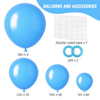 RUBFAC 129pcs Light Blue Balloons Kit – 18/12/10/5 Inch for Garlands