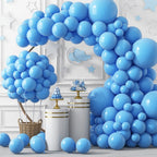 RUBFAC 129pcs Light Blue Balloons Kit – 18/12/10/5 Inch for Garlands