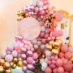 RUBFAC 129pcs Retro Pink Balloons Kit | 18in, 12in, 10in, 5in Balloon Garland Arch for Parties