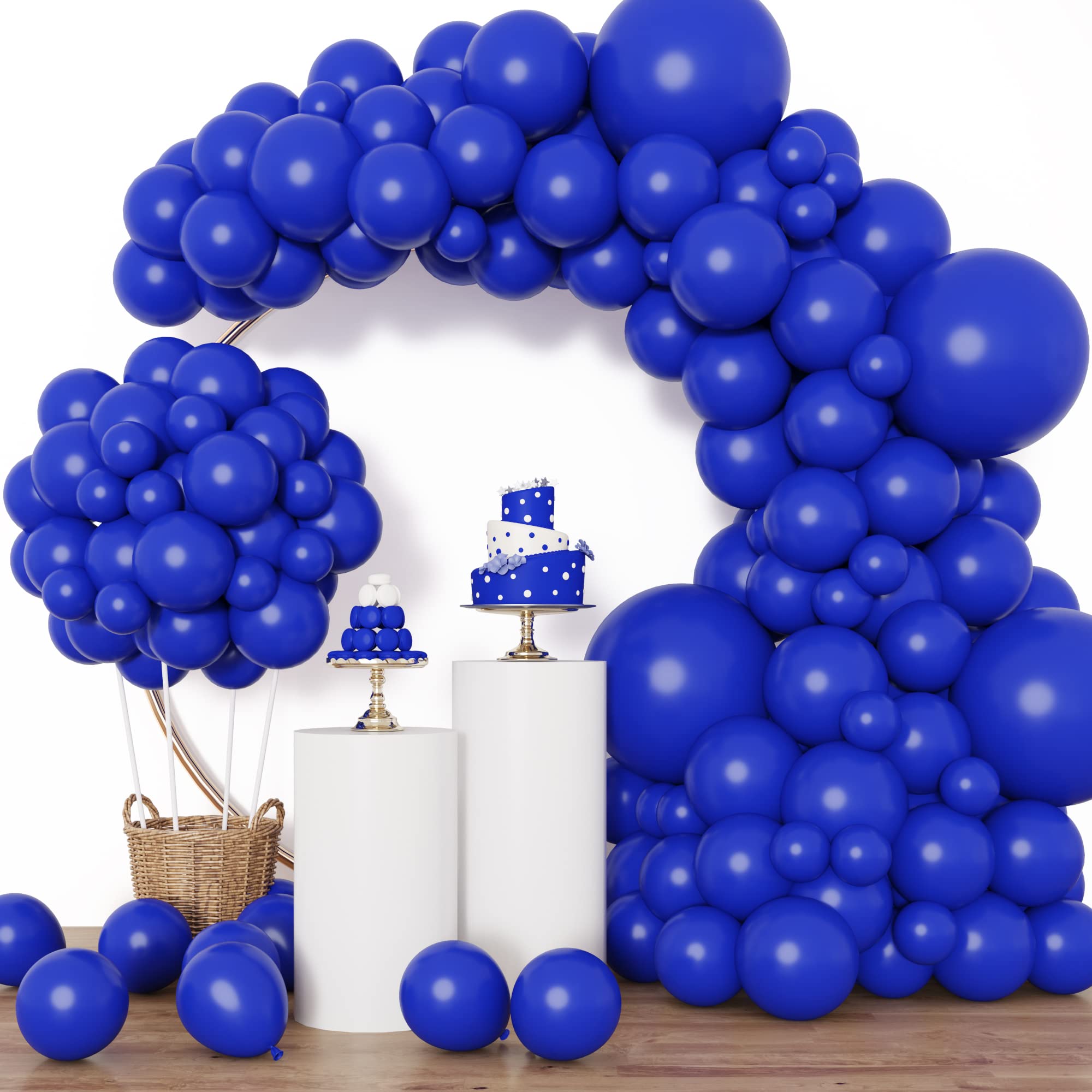 RUBFAC 129pcs Royal Blue Balloons Kit – 18, 12, 10 & 5in for Party Arches