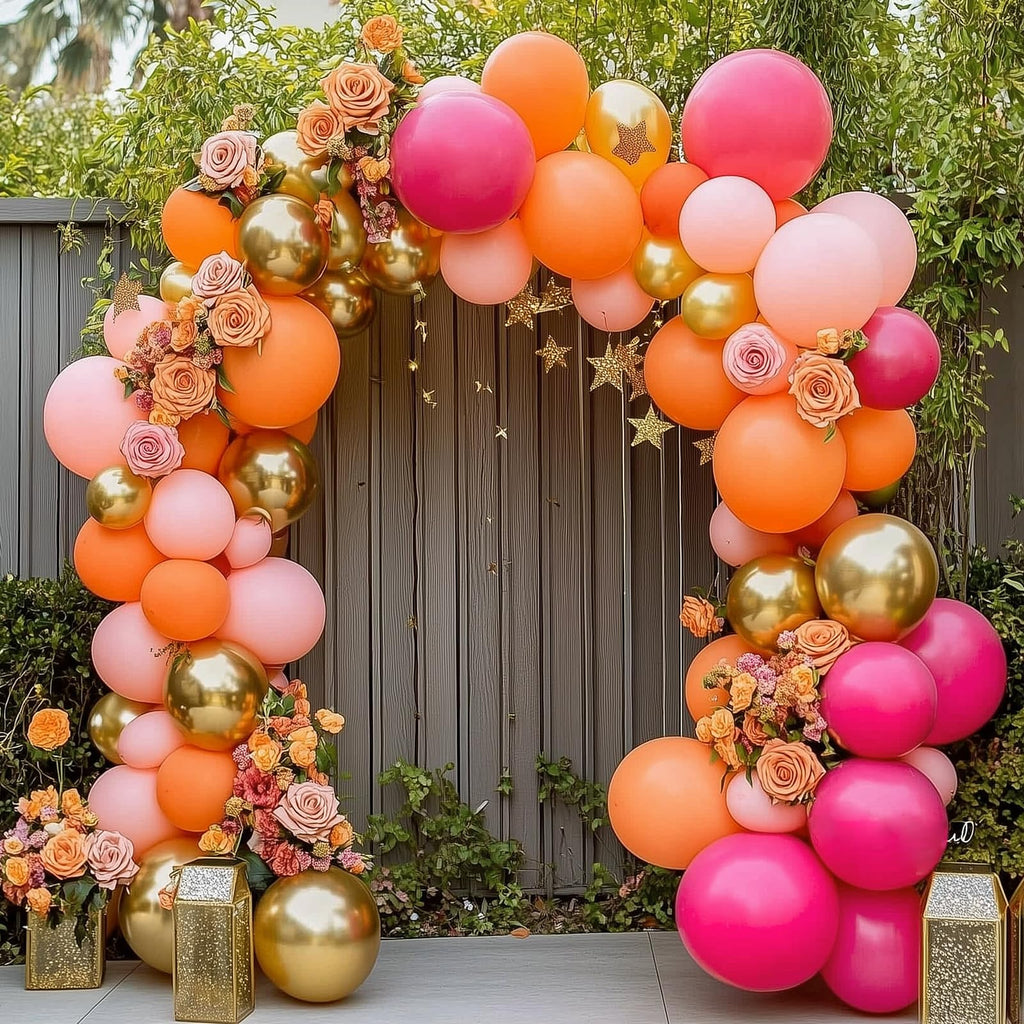 RUBFAC 129pcs Orange Balloons Kit — 18/12/10/5 In. Balloon Arch & Garland for Halloween & Fall Parties