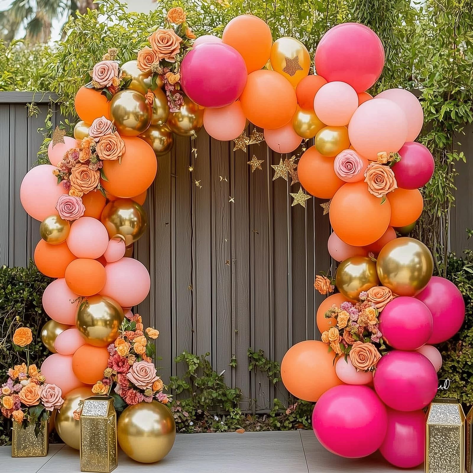 RUBFAC 129pcs Orange Balloons Kit — 18/12/10/5 In. Balloon Arch & Garland for Halloween & Fall Parties