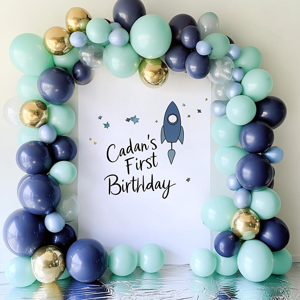 RUBFAC 129pcs Makani Blue Balloon Kit – 18-inch, 12-inch, 10-inch, 5-inch Pastel Balloons with Glue & Ribbon for Parties
