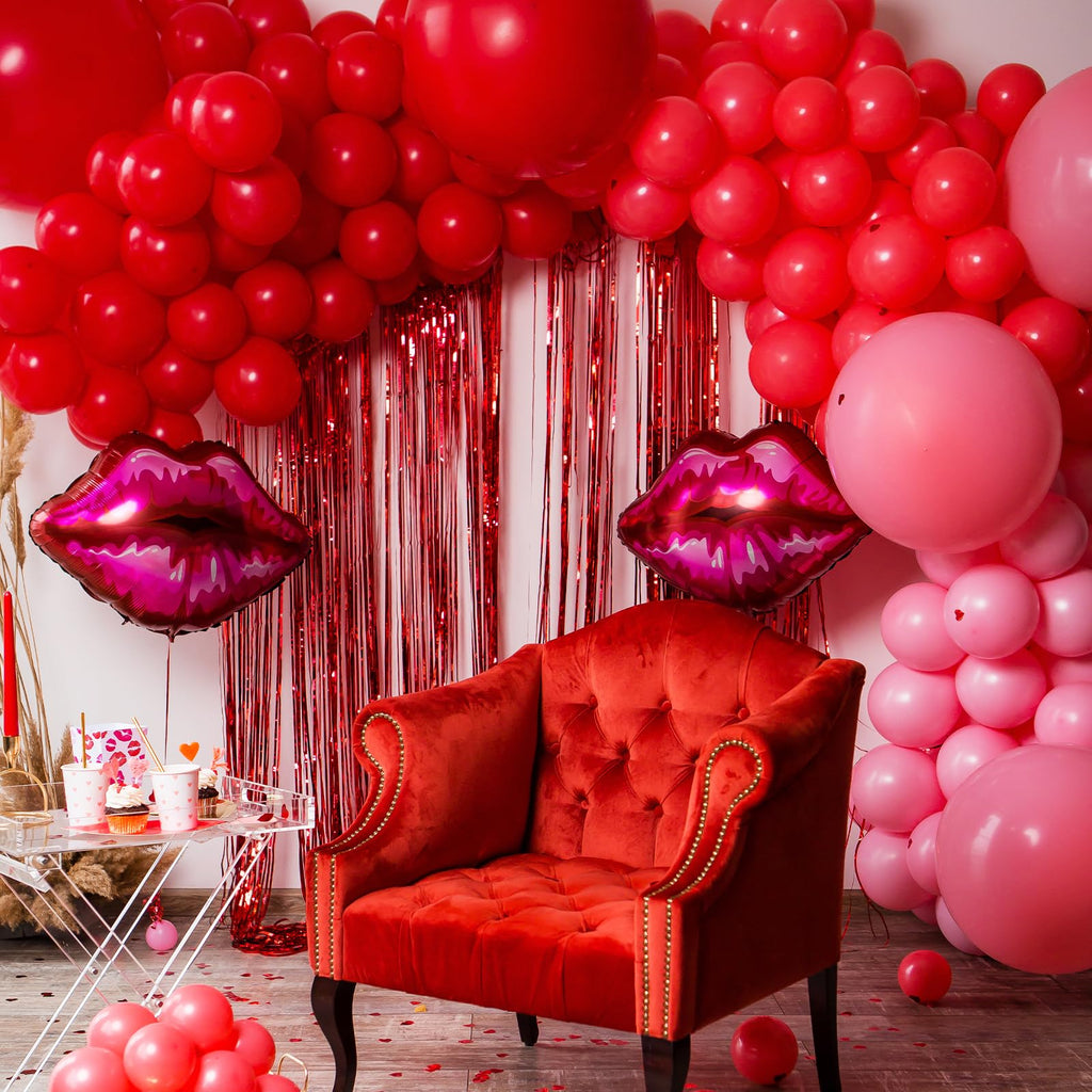 RUBFAC Red Balloons Set – 105 Pcs in 5/10/12/18 Inches for Garland Arch & Party Decor