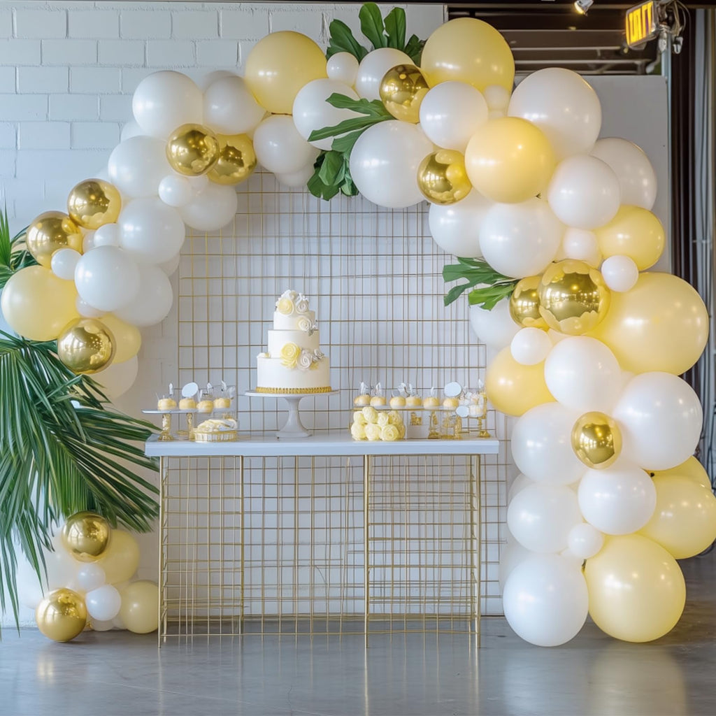 RUBFAC Pastel Yellow Balloons – 105pcs (5/10/12/18in) for Garland Arch & Party Decor