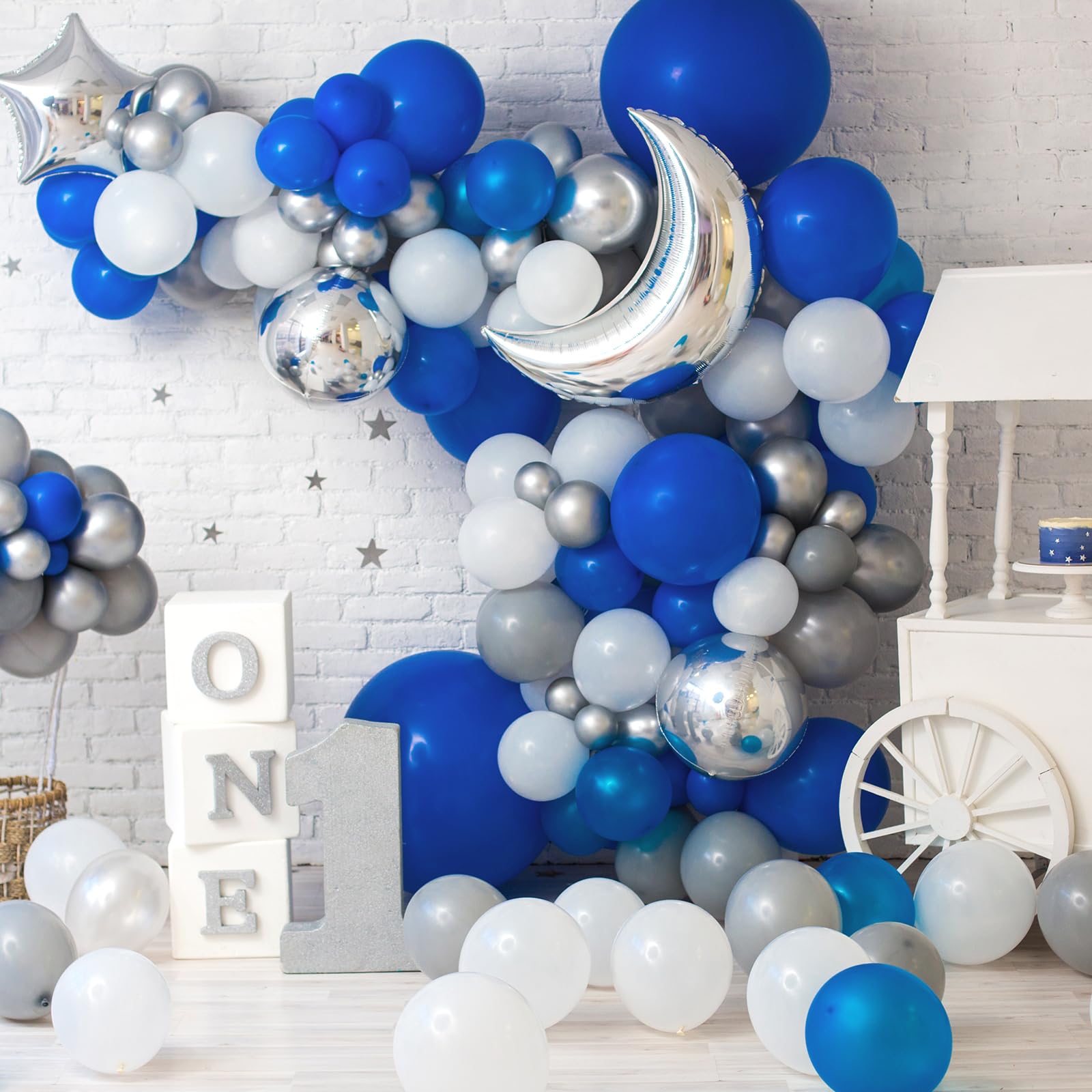 RUBFAC 129pcs Dark Blue Balloons Set – Mixed Sizes for Garlands, Arches & Celebrations