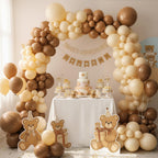 RUBFAC Brown Balloons Kit – 129 Latex Balloons (18/12/10/5) for Balloon Garland Arch, Baby Showers, Jungle Safari, Bear Theme