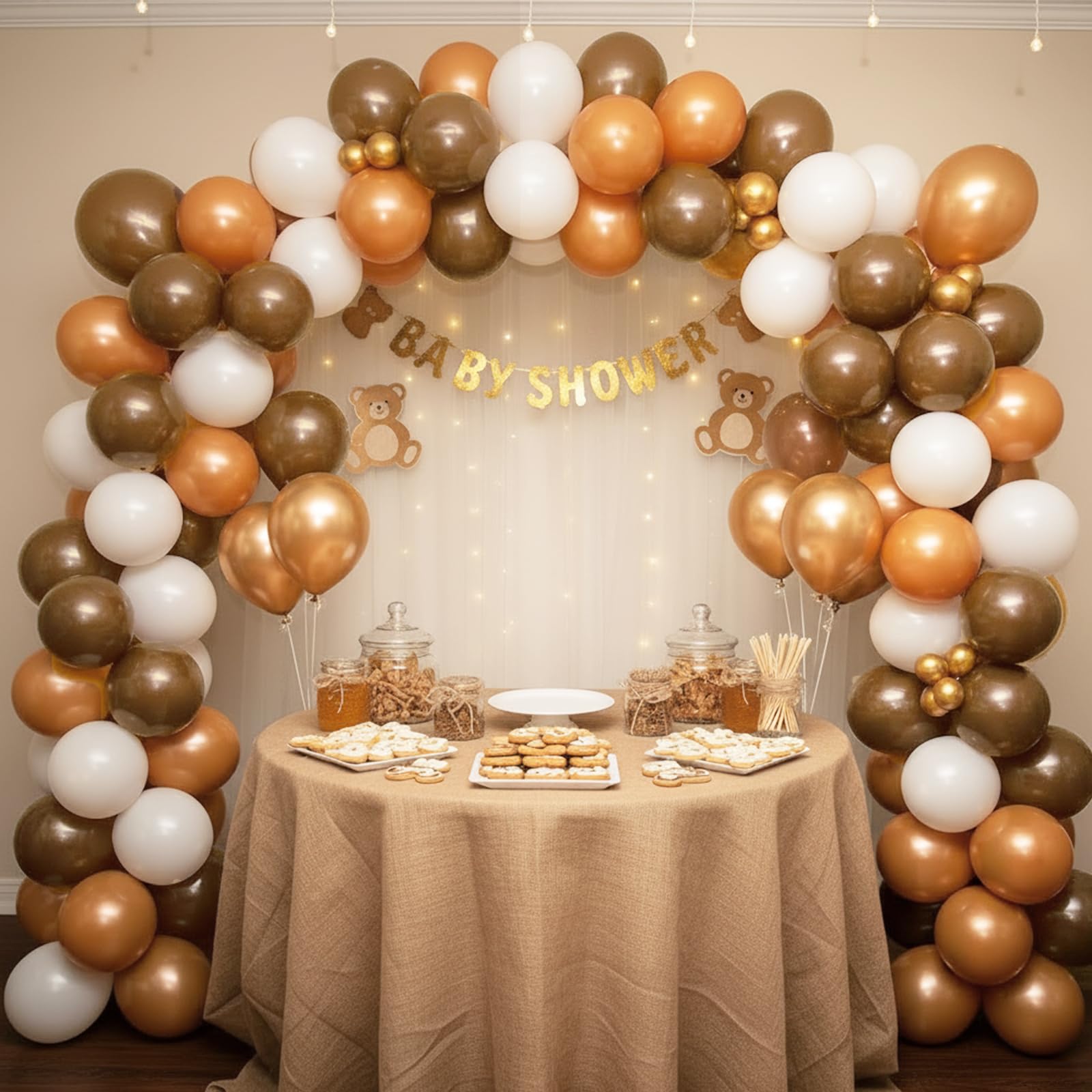 RUBFAC Brown Balloons Kit – 129 Latex Balloons (18/12/10/5) for Balloon Garland Arch, Baby Showers, Jungle Safari, Bear Theme