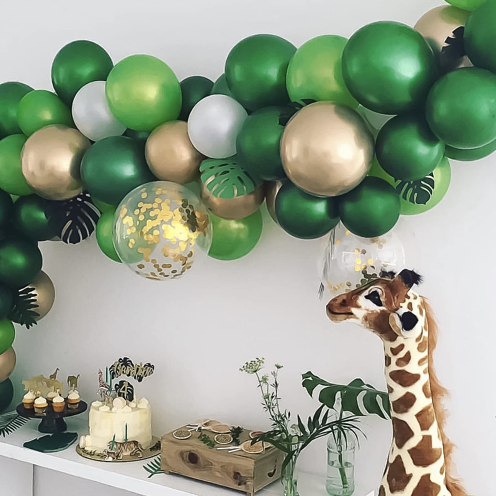 RUBFAC 129pcs Dark Green Latex Balloons — Emerald Arch Garland Kit (18/12/10/5in)