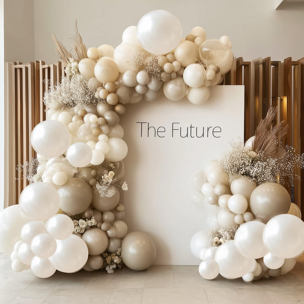 RUBFAC 129pcs Pearl White Balloons Kit – Mixed Sizes for Garland & Arch Decor