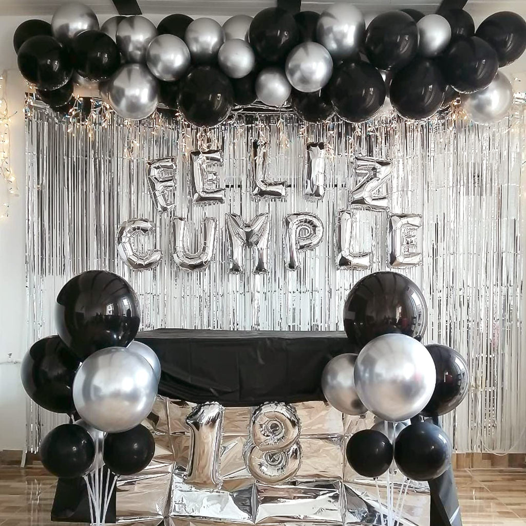 RUBFAC Black Balloons Kit 129pcs for Balloon Arch – 18/12/10/5 Inch Latex Balloons