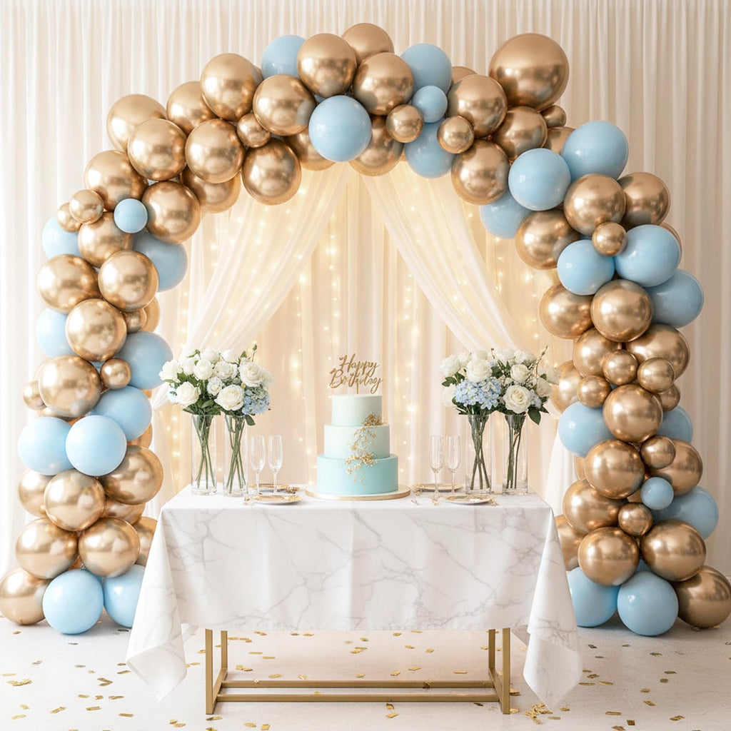 RUBFAC 154pcs Metallic Champagne Gold Balloon Arch Kit – 18/12/10/5 Inch Balloons
